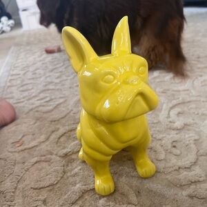 Yellow French Bulldog Frenchie Glossy Glazed Ceramic Home Décor Statue